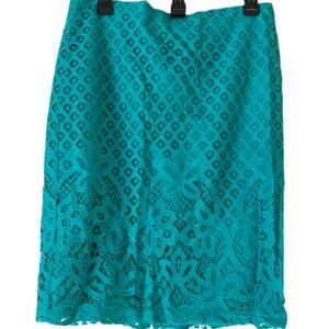 Loft Green Lace Pencil Skirt, Lined - 10